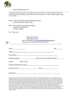 Small Ball Registration Form Where: Cotton On Foundation Ipswich