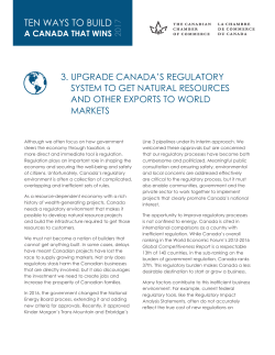 3. Upgrade Canada`s Regulatory System to Get Natural Resources