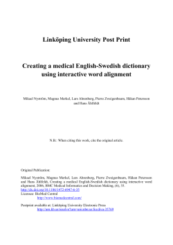 Creating a medical English-Swedish dictionary using interactive