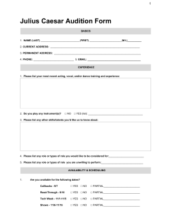 Julius Caesar Audition Form - The Ithaca Shakespeare Company