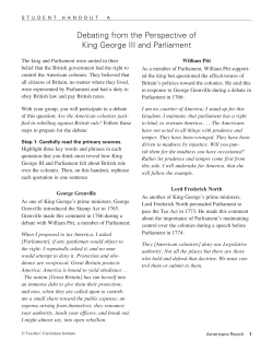 Debating from the Perspective of King George III and Parliament