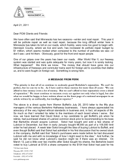 April 21, 2011 Dear PCM Clients and Friends: We have often said