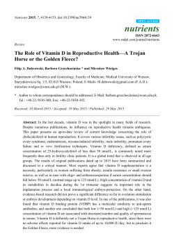 The Role of Vitamin D in Reproductive Health &mdash; A Trojan Horse or