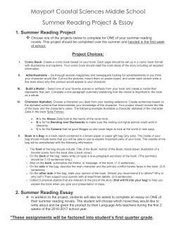 Mayport Coastal Sciences Middle School Summer Reading Project