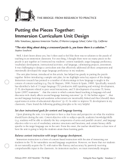 Putting the Pieces Together: Immersion Curriculum Unit Design
