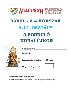 b&aacute;bel - a 4 korszak 9-12. oszt&aacute;ly 3.fordul&oacute; korai