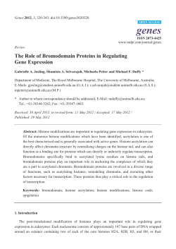 The Role of Bromodomain Proteins in Regulating Gene Expression