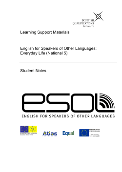 ESOL National 5 Everyday Life Student Notes