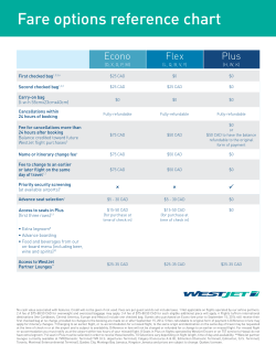 Fare options reference chart