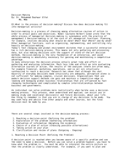 Decision Making By: Dr. Mohammad Bashaar Ulfat MD, MBA Q1