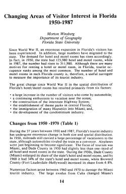 Changing Areas of Visitor Interest in Florida