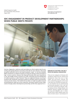 SDC engagement in Product Development Partnerships