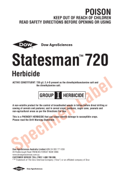 Statesman 720 Herbicide label - Safety Data Sheet