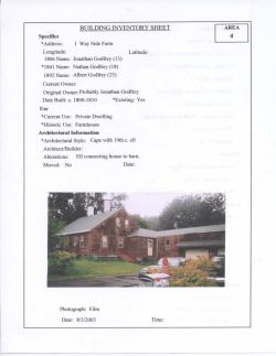 BUILDING INVENTORY SHEET Specifics *Address: 1 Way Side