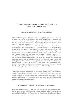 Abstract: Literary genres of abridgement and compilation organise