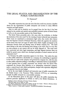 The Legal Status and Organization of the Public Corporation