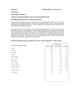CERVUS LP TRADING SYMBOL: CVL.UN (TSX