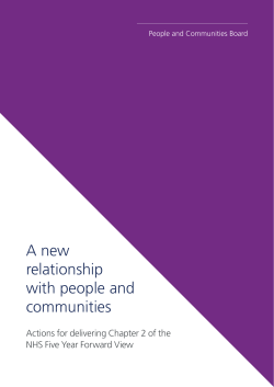 A new relationship with people and communities