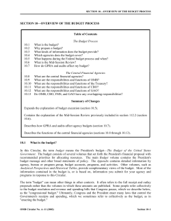 PART 1 - SECTION 10&mdash;OVERVIEW OF THE BUDGET PROCESS