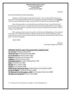 APPROVED TEXTS (in order of increasing lexile complexity level