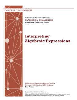 Interpreting Algebraic Expressions