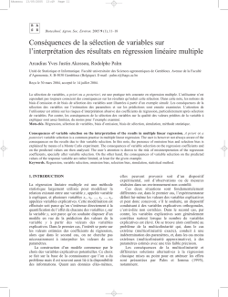Cons&eacute;quences de la s&eacute;lection de variables sur l`interpr&eacute;tation des