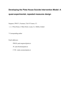 Developing the Pieta House Suicide Intervention Model: A quasi