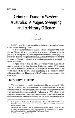Syrota, G --- "Criminal Fraud in Western Australia: A Vague