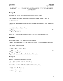 EXAMPLES ON TRANSFER FUNCTIONS, POLES AND ZEROS