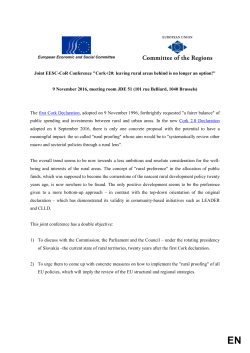 Programme of the Joint EESC-CoR Conference "Cork+20: leaving