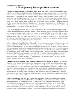 African Journey Scavenger Hunt answers