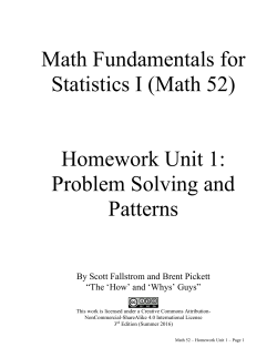 Math Fundamentals for Statistics I (Math 52) Homework Unit 1