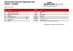 GREYHOUND SERVICE TIMETABLE FOR: JABIRU > DARWIN