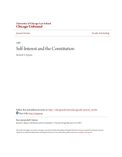 Self-Interest and the Constitution - Chicago Unbound