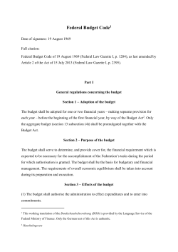 Federal Budget Code - Bundesfinanzministerium