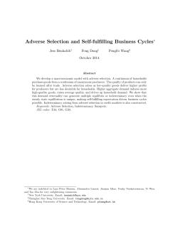 Adverse Selection and Self-fulfilling Business Cycles