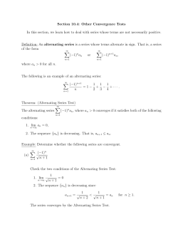 Section 10.4: Other Convergence Tests