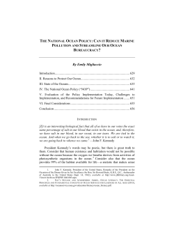 The National Ocean Policy: Can it Reduce Marine Pollution and