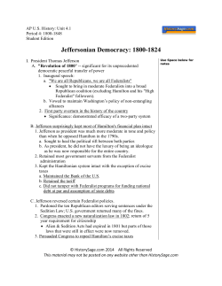 Jeffersonian Democracy: 1800-1824