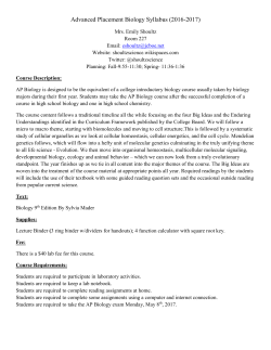 Advanced Placement Biology Syllabus (2016
