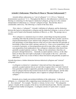 Aristotle`s Enthymeme