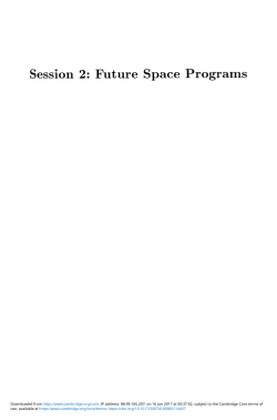 Session 2: Future Space Programs