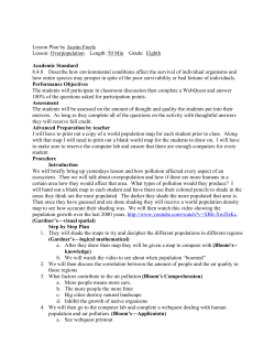 Lesson Plan by Austin Freels . Lesson: Overpopulation Length: 50