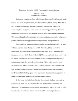 Community Action for Suicide Prevention in Nunavut, Canada