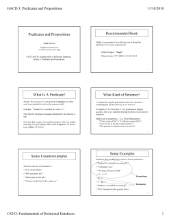 3. Predicates and Propositions