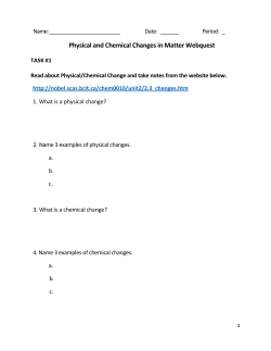 Physical and Chemical Changes in Matter Webquest