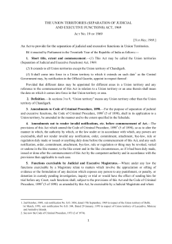 THE UNION TERRITORIES (SEPARATION OF JUDICIAL AND
