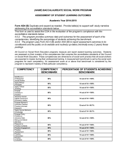 COMPETENCY COMPETENCY BENCHMARK PERCENTAGE OF