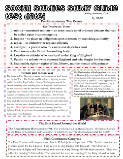 Pre-Revolutionary War Events 1. militia &ndash; untrained military &ndash; an