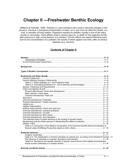 Chapter II &mdash;Freshwater Benthic Ecology